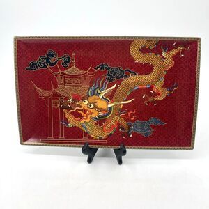 Williams Sonoma Lunar New Year Dragon Large Rectangular Serving Platter Red 16"